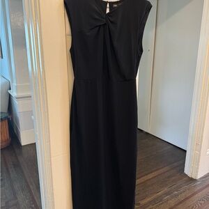 Zara Blue Sheath Midi Dress Sleeveless Crew Neck